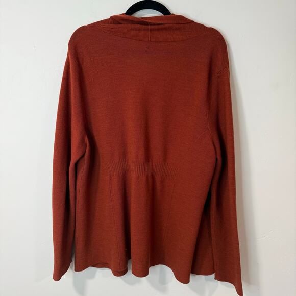 Eileen Fisher Women's Cardigan Open Front Sweater Burnt Orange 100% Wool Plus 2X - Picture 8 of 8